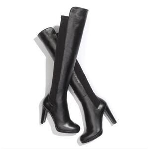 STUART WEITZMAN 5050 Highway Over The Knee Leather Boots Black Sz 8.5
